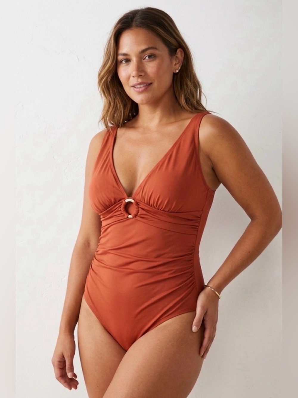 MICHAEL Michael Kors Plunge Ring One-Piece Swimsuit | Mimosa